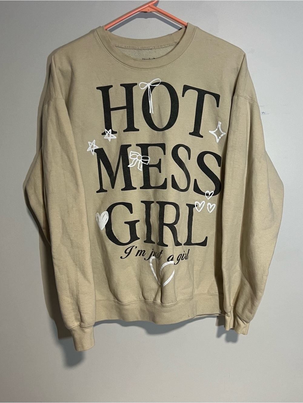 Staykation Hot Mess Girl Graphic Sweatshirt - Beige
